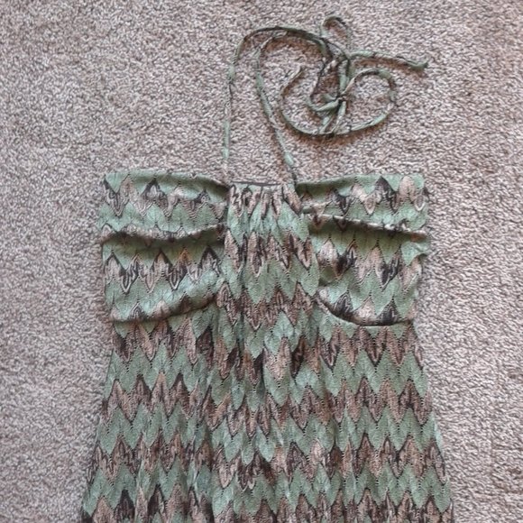 Le Chateau green/gold halter top - Picture 1 of 4